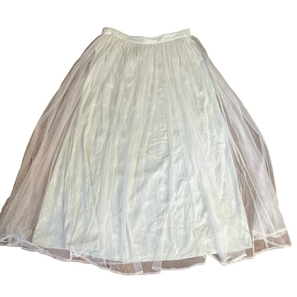 VTG EUC Mint Green Floral Damask w/White Sheer Overlay Back Zip Sz XL /VTG 16 - Picture 2 of 8